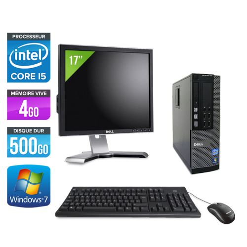 Ordinateur Dell Optiplex 790 SFF + Ecran 17'' - Noir - Intel Core i5-2400 / 3.10 GHz - RAM 4 Go - HDD 500 Go - DVD - Gigabit Ethernet - Windows 7 Prof