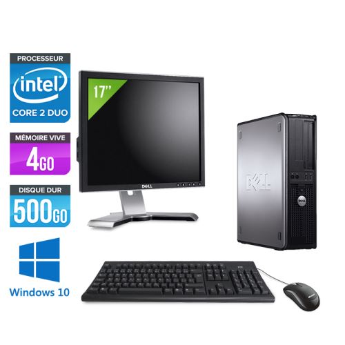 Ordinateur Dell Optiplex 780 Desktop + Ecran 17'' - Gris - Intel Core 2 Duo E7500 / 2.93 GHz - RAM 4 Go - HDD 500 Go - DVD - Gigabit Ethernet - Window