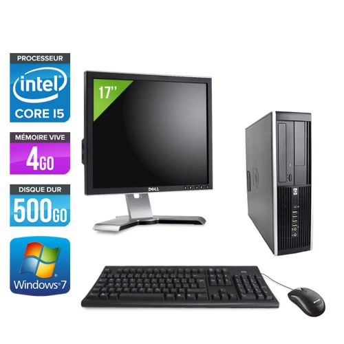 Ordinateur HP Elite 8100 SFF + Ecran 17'' - Noir - Intel Core i5-650 / 3.2 GHz - RAM 4 Go - HDD 500 Go - DVDRW - Gigabit Ethernet - Windows 7 Professi