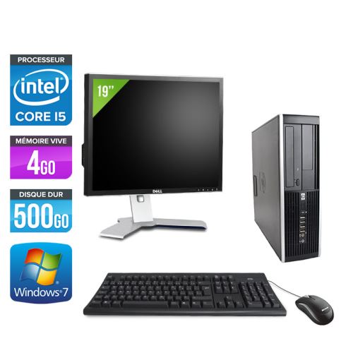 Ordinateur HP Elite 8100 SFF + Ecran 19'' - Noir - Intel Core i5-650 / 3.2 GHz - RAM 4 Go - HDD 500 Go - DVDRW - Gigabit Ethernet - Windows 7 Professi