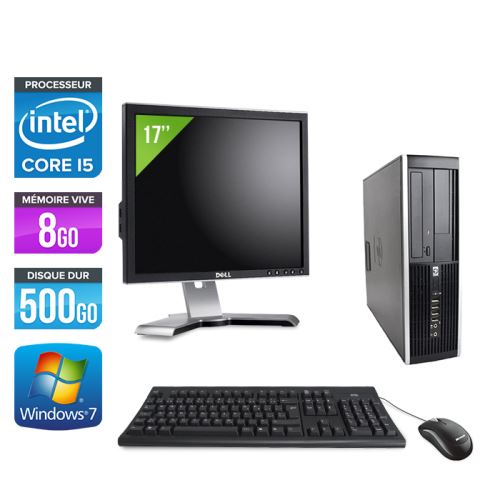 Ordinateur HP Elite 8100 SFF + Ecran 17'' - Noir - Intel Core i5-650 / 3.2 GHz - RAM 8 Go - HDD 500 Go - DVDRW - Gigabit Ethernet - Windows 7 Professi