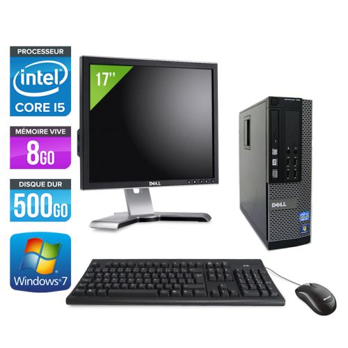 Ordinateur Dell Optiplex 790 SFF + Ecran 17'' - Noir - Intel Core i5-2400 / 3.10 GHz - RAM 8 Go - HDD 500 Go - DVD - Gigabit Ethernet - Windows 7 Prof