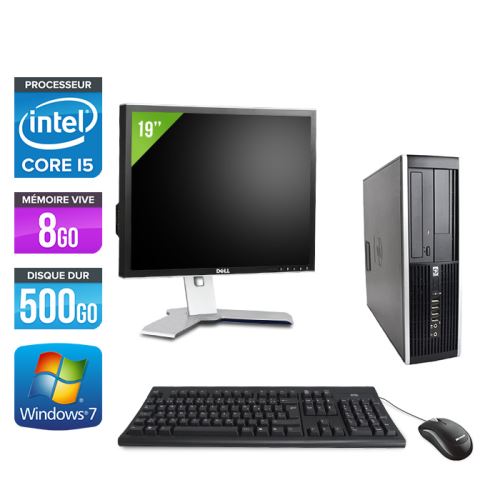 Ordinateur HP Elite 8100 SFF + Ecran 19'' - Noir - Intel Core i5-650 / 3.2 GHz - RAM 8 Go - HDD 500 Go - DVDRW - Gigabit Ethernet - Windows 7 Professi
