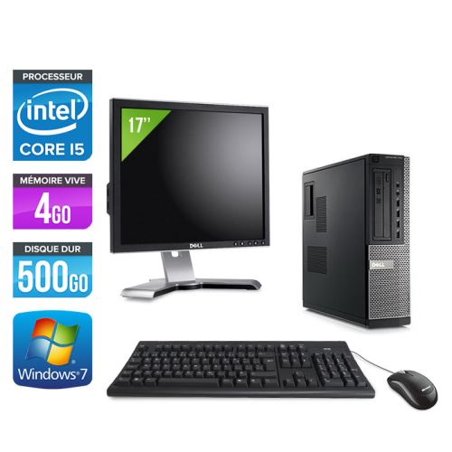 Pc Dell Optiplex 790 Desktop + Ecran 17'' - Noir - Intel Core i5-2400 / 3,10 GHz - RAM 4 Go - HDD 500 Go - DVD - Gigabit Ethernet - Windows 7 Professi