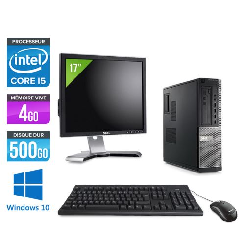 Pc Dell Optiplex 790 Desktop + Ecran 17'' - Noir - Intel Core i5-2400 / 3,10 GHz - RAM 4 Go - HDD 500 Go - DVD - Gigabit Ethernet - Windows 10 Profess