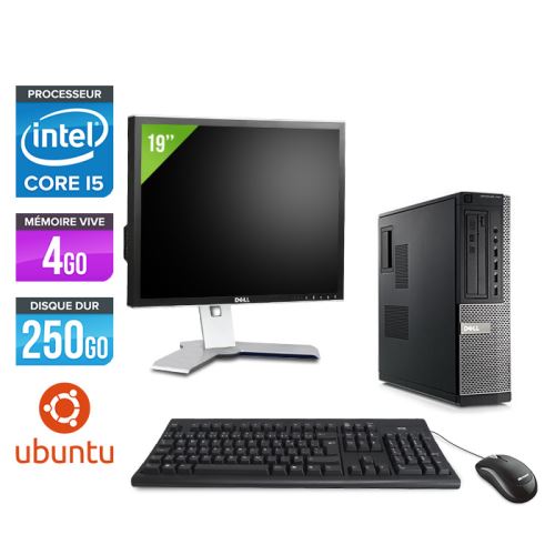 Pc Dell Optiplex 790 Desktop + Ecran 19'' - Noir - Intel Core i5-2400 / 3,10 GHz - RAM 4Go - HDD 250 Go - DVD - Gigabit Ethernet - Ubuntu / Linux