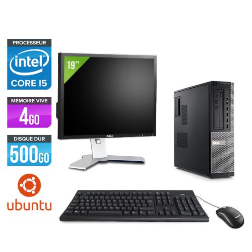 Pc Dell Optiplex 790 Desktop + Ecran 19'' - Noir - Intel Core i5-2400 / 3,10 GHz - RAM 4Go - HDD 500 Go - DVD - Gigabit Ethernet - Ubuntu / Linux