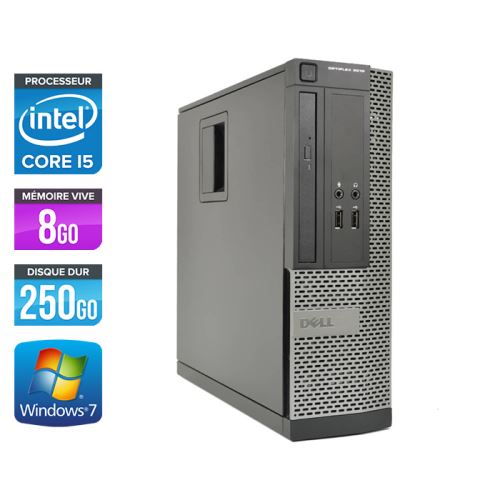 Unité centrale Dell Optiplex 3010 SFF - Noir - Intel Core i5-3470 / 3.20 GHz - RAM 8 Go - HDD 250 Go - DVD - Gigabit Ethernet - Windows 7 Professionne