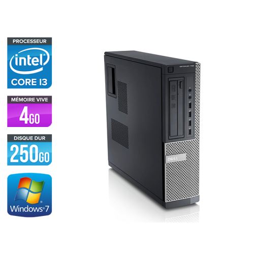 Unité centrale Dell Optiplex 790 Desktop - Noir - Intel Core i3-2100 / 3,10 GHz - RAM 4 Go - HDD 250 Go - DVD - Gigabit Ethernet - Windows 7 Professio