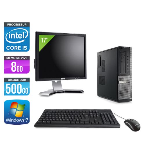 Pc Dell Optiplex 790 Desktop + Ecran 17'' - Noir - Intel Core i5-2400 / 3,10 GHz - RAM 8Go - HDD 500 Go - DVD - Gigabit Ethernet - Windows 7 Professio