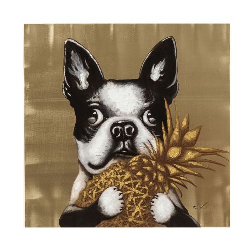 Tableau Touched Dog with Pineapple 80x80cm Kare Design