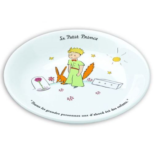 Assiette creuse 18cm Le Petit Prince, la rose, le Renard et la boite Toutes les grandes personnes...