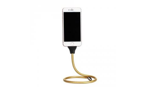Support iPhone avec charge sur tige flexible gold