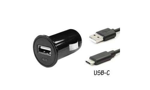 Chargeur voiture USB + Câble USB-C noir