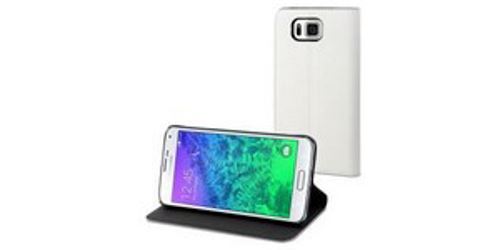 Muvit Wallet Folio - Flip cover voor mobiele telefoon - polycarbonaat, polyurethaan leer - wit - voor Samsung Galaxy Alpha