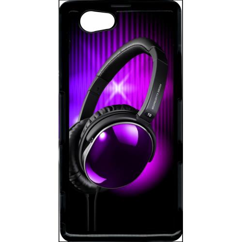 Coque Sony Xperia Z1 Mini Compact Casque Audio Violet Fond Noir