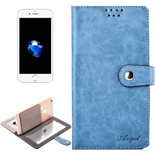 iPhone 8 Plus Housse Etui Cuir PU Bleu Miroir Intégré ALS42961