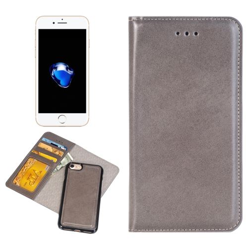 iPhone 8 Plus Housse Etui Cuir PU Gris in coque Portefeuille ALS42966