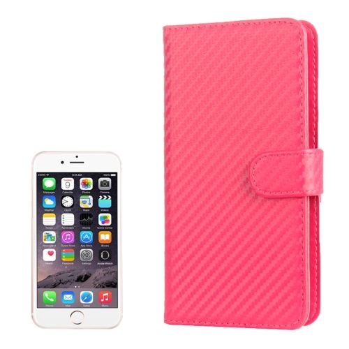 iPhone 8 Plus Housse Etui Cuir PU Magenta Effet Carbone ALS42998