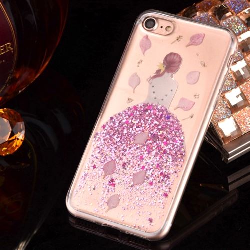 iPhone 8 Plus Coque Protection TPU Magenta Danseuse Fleurs Brillante ALS43018