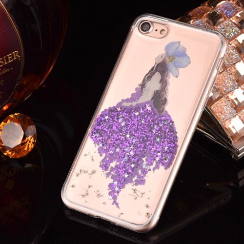 iPhone 8 Plus Coque Protection TPU Violet Danseuse Fleurs Etoiles Brillante ALS43025