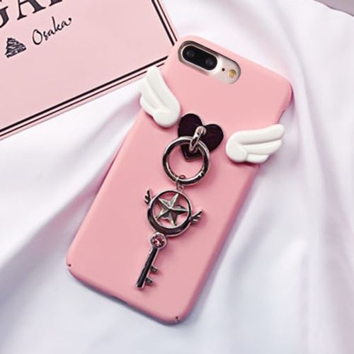 iPhone 8 Plus Coque Protection Plastique D aile ange pendentif bijoux clé ALS43098