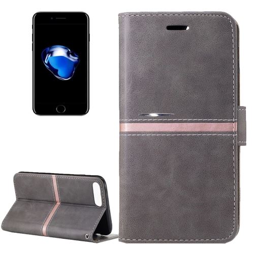 iPhone 8 Plus Housse Etui Cuir PU Gris Texture Peau ALS43102