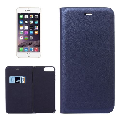 iPhone 8 Plus Housse Etui Cuir PU Bleu Texture Litchi ALS43278