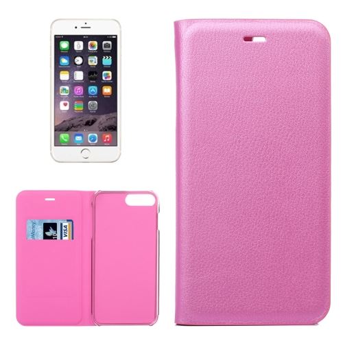 iPhone 8 Plus Housse Etui Cuir PU Magenta Texture Litchi ALS43282