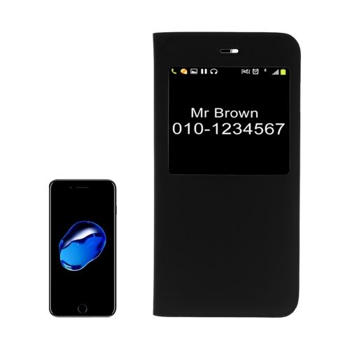 iPhone 8 Plus Housse Etui Cuir PU Noir Texturé Fenêtre 7 ALS43290