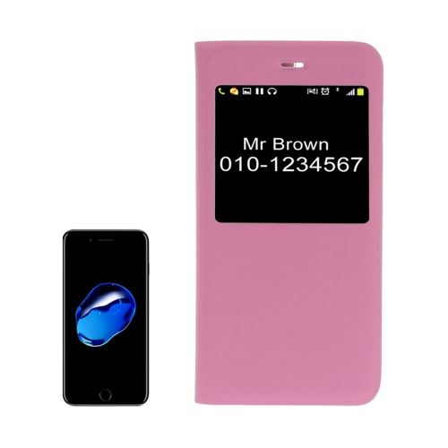 iPhone 8 Plus Housse Etui Cuir PU Rose Texturé Fenêtre ALS43293