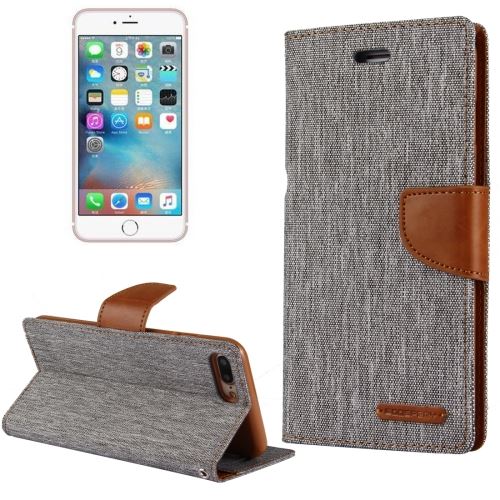 iPhone 8 Plus Housse Etui Cuir PU Gris Horizontal ALS43333
