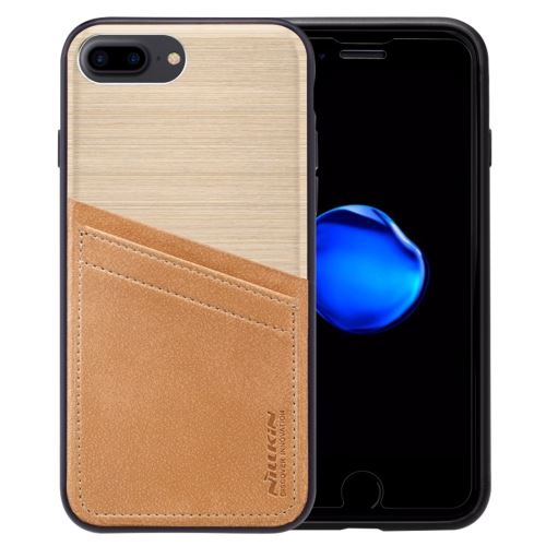 iPhone 8 Plus Coque Protection TPU Doré cuir combinaison effet givré ALS43449