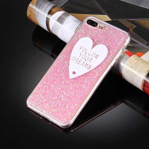iPhone 8 Plus Coque Protection TPU Rose Cœur Brillant Effet bijoux 7 ALS43529