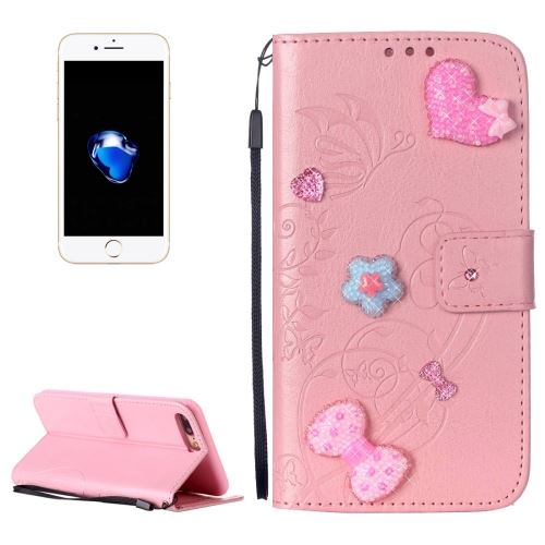 iPhone 8 Plus Housse Etui Cuir PU Rose Bijoux ALS43581