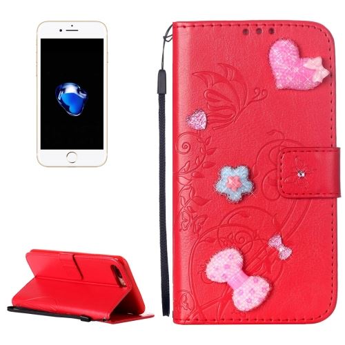iPhone 8 Plus Housse Etui Cuir PU Rouge Bijoux ALS43586