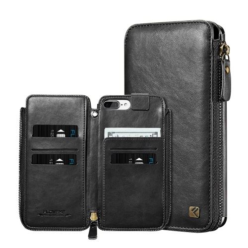 iPhone 8 Plus Housse Etui Cuir PU Noir Texture Peau Fermeture Zipper ALS43734