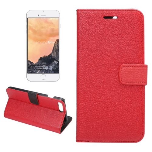 iPhone 8 Plus Housse Etui Cuir PU Rouge Texture Litchi ALS43749