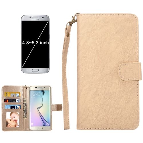 iPhone 8 Plus Universelle Housse Etui Cuir PU Doré Horizontal ALS43766