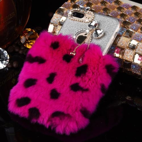 iPhone 8 Plus Coque Protection TPU Noir Fourrure Lapin Bijoux Féminin ALS42017