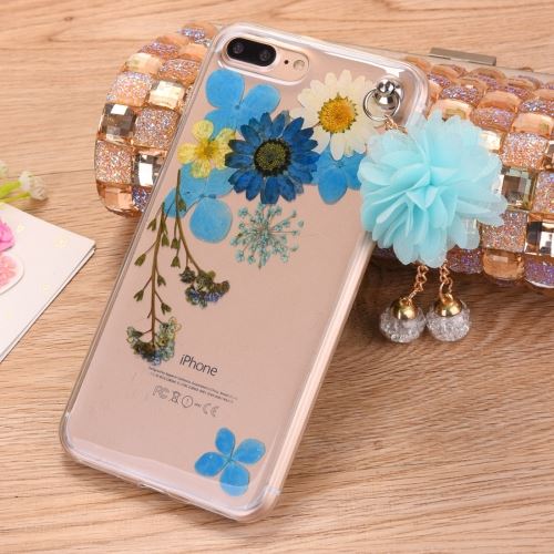 iPhone 8 Plus Coque Protection TPU Transparent Imprimé Fleurs Pendentif Bijoux ALS42174