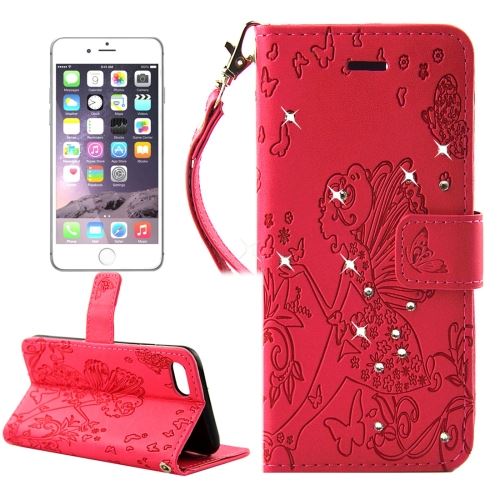 iPhone 8 Plus Housse Etui Cuir PU Rouge Bijoux ALS42266
