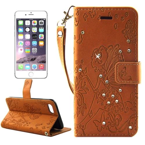 iPhone 8 Plus Housse Etui Cuir PU Marron Bijoux ALS42274