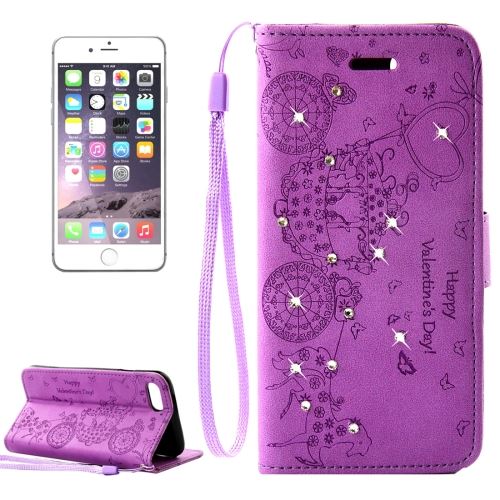 iPhone 8 Plus Housse Etui Cuir PU Violet Bijoux ALS42346
