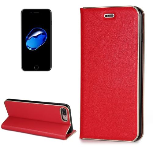iPhone 8 Plus Housse Etui Cuir PU Rouge Texture Peau ALS42390