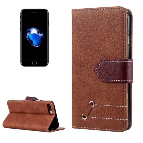 iPhone 8 Plus Housse Etui Cuir PU Marron Effet Peau rétro 7 ALS42413