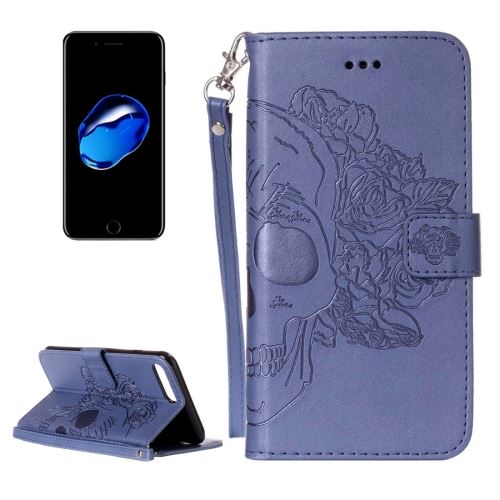 iPhone 8 Plus Housse Etui Cuir PU Bleu Squelette ALS42442