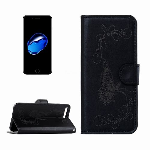 iPhone 8 Plus Housse Etui Cuir PU Noir papillon ALS42530