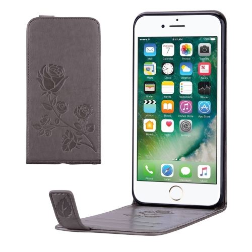 iPhone 8 Plus Housse Etui Cuir PU Rose Vertical Fleurs Gravé ALS42558
