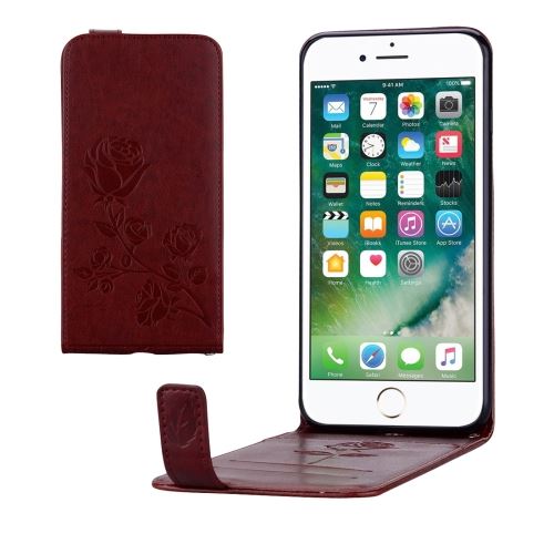 iPhone 8 Plus Housse Etui Cuir PU Rose Vertical Fleurs Gravé ALS42562